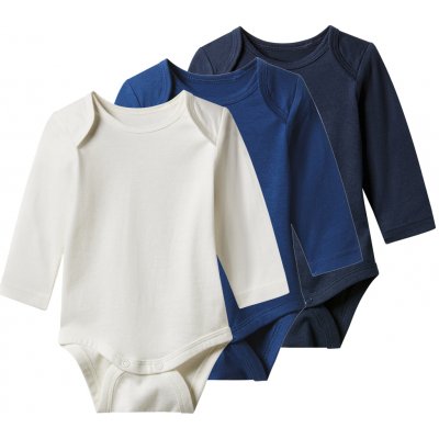 Lupilu Dětské body s dlouhými rukávy 3kusy navy modrá modrá bílá – Zboží Dáma
