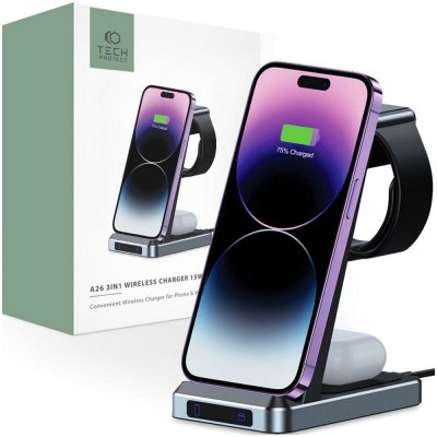 Tech-Protect QI15W-A26 3IN1 WIRELESS CHARGER černá – Zboží Živě