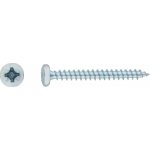 Uni vrut s půlkulatou hlavou PZ2 plný závit bíle pozinkovaný 4,5 x 30 mm, 40 ks – Hledejceny.cz