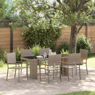 Omaxi 455444 Zahradní jídelní souprava 7 pcs Šedá 190 x 80 x 75 cm polyratan – Hledejceny.cz