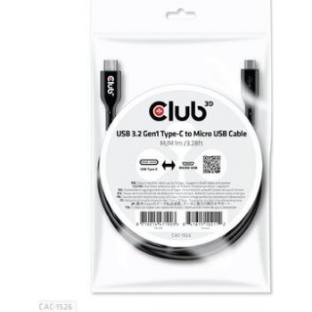 Club3D CAC-1526 USB-C na Micro USB M/m, 1m, černý