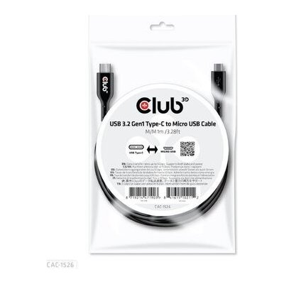 Club3D CAC-1526 USB-C na Micro USB M/m, 1m, černý