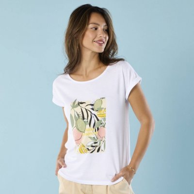 Tričko s krátkými rukávy a potiskem, pro menší postavu bílá – Zboží Mobilmania