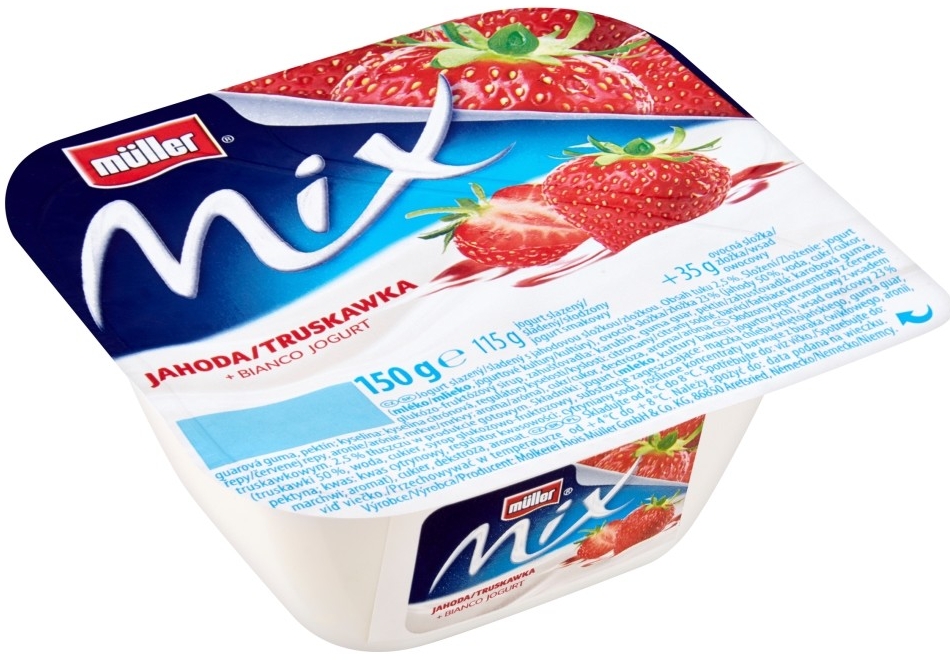 Müller Mix Jahoda a bianco jogurt 150 g od 17 Kč - Heureka.cz