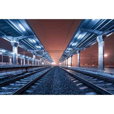 Dimex MS-5-2862 Vliesová fototapeta Vlakové nádraží v noci rozměry 375 x 250 cm – Zboží Mobilmania