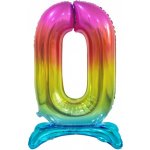 Godan Fóliový balón se stojanem číslo 0 duhová 74 cm – Hledejceny.cz