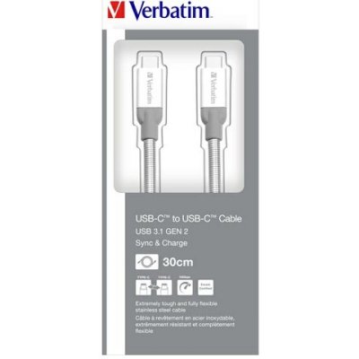 Verbatim 48867 USB (3.1) USB C samec - USB C samec, 0.3m, stříbrný – Zbozi.Blesk.cz