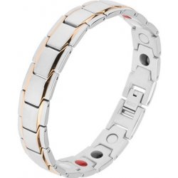Šperky eshop ocelový stříbrné barvy články Y s pásky ve zlatém odstínu magnety SP16.15