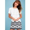 Dámské šaty Lulus dámské šaty Caribbean Seas Navy Blue and White Print Shift Dress Lulus