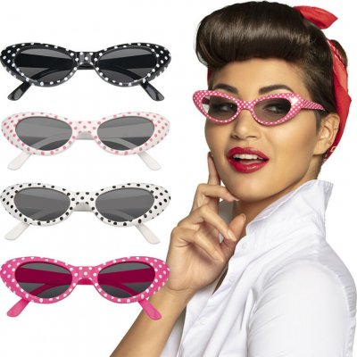 Boland Brýle retro s puntíky Pomáda bílá s růžovámi tečkami 629963 – Sleviste.cz