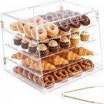 Vitrína na pečivo VEVOR, 4patrová komerční vitrína na pečivo, průhledná akrylová krabička na chlebník do kuchyně, vitrína na párty dorty s magnetickými zadními dvířky na sušenky, dezertní koblihy, 530 – Zboží Dáma