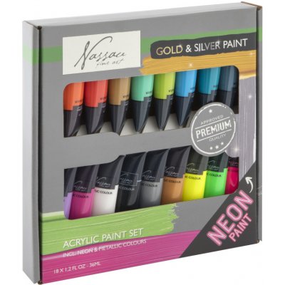 Akrylové barvy neonové+ metalické 18 x 36ml – Zboží Dáma