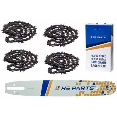 HS PARTS vodící lišta 16" 40 cm 3/8" .063" 1,6 mm + 4 x pilový řetěz 60 článků kulatý zub