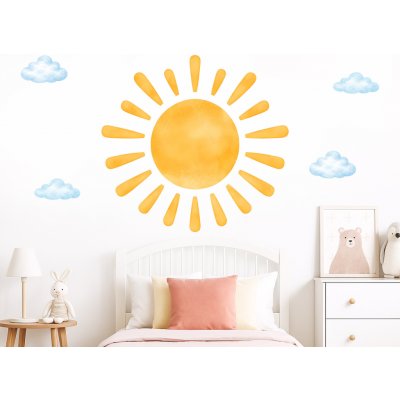 Nalepte.cz Slunce textilní přelepitelná samolepka na zeď arch 75 x 71 cm – Zboží Mobilmania