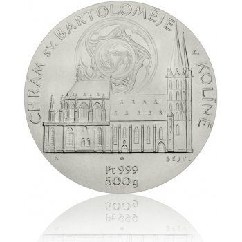 Česká mincovna platinová medaile Chrám sv. Bartoloměje v Kolíně stand 500 g