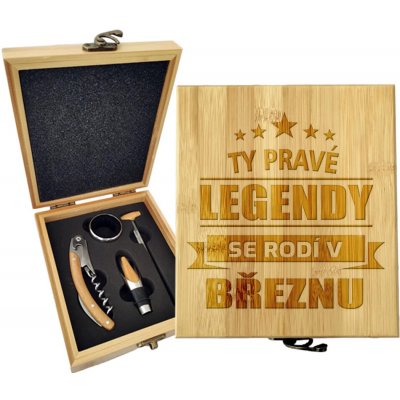 Sablio Dárková sada na víno Ty pravé legendy se rodí v březnu: 147×168×49 mm – Hledejceny.cz
