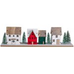 Harasim velkoobchod Dřevěná LED dekorace A – domečky se zimní scenérií 40 x 10 cm, 18 LED, časovač – Hledejceny.cz