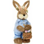Velikonoční dekorace slaměný zajíc s košíkem, 11x14x29 cm – Zboží Mobilmania