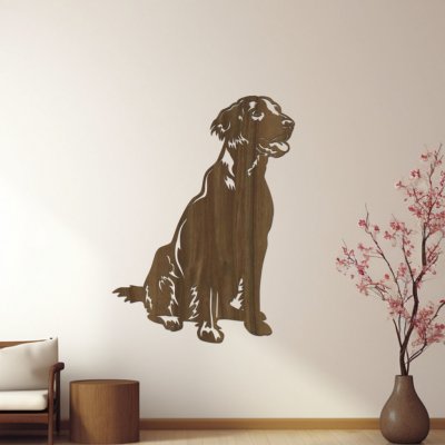 dřevo života Dřevěný obraz psa Flat coated retriever Rozměry (cm): 30x40, Barevný vzor: Ořech – Zboží Mobilmania