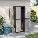 Omaxi Zahradní úložná skříň šedá a černá 65 x 37 x 165 cm PP 889029 – Zboží Mobilmania