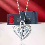 Éternelle Náhrdelník Swarovski Elements srdíčko DK-011/R Modrá – Zboží Mobilmania