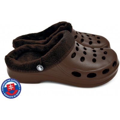 FLAMEshoes dámské zateplené clogsy A-002-M hnědé – Zboží Mobilmania