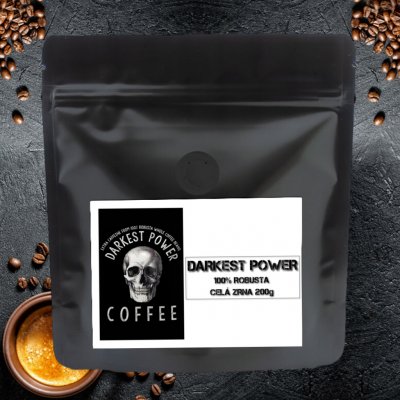 Guggenheimer káva Darkest Power Espresso 100% Robusta hodně kofeinu málo kyselin Silná crema 200 g