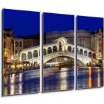Obraz 3D třídílný - 105 x 70 cm - Night view of Rialto bridge and Grand Canal in Venice. Italy Noční pohled na most Rialto a Canal Grande v Benátkách. Itálie – Sleviste.cz