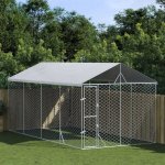 vidaXL Venkovní psí kotec se střechou stříbrný 300 x 600 x 250 cm – Zboží Dáma