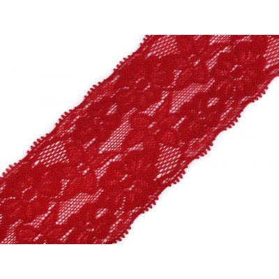 Prima-obchod Elastická krajka / vsadka šíře 60 mm, barva 4 červená tmavá