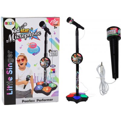 LEAN Toys Mikrofon se stojánkem pro děti nastavitelný černý