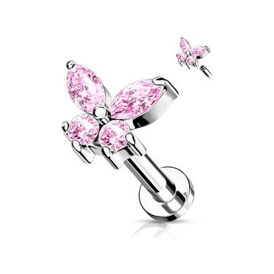 Šperky4U Labreta helix tragus piercing motýlek LB0023P-1206 – Zboží Dáma