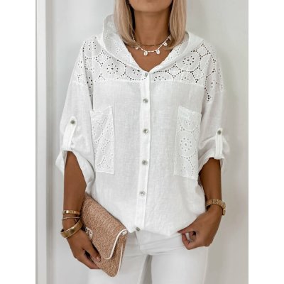 Fashionweek dámská halenka s kapucí ze lnu a bavlny UB-Demet bílá – Hledejceny.cz