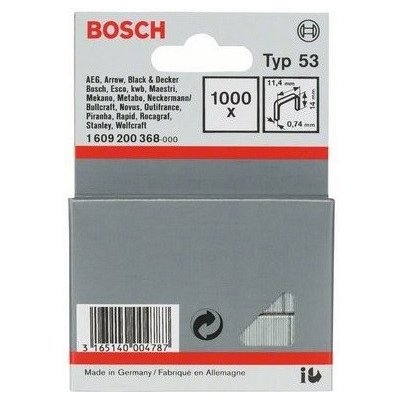 Bosch sponky do sponkovačky, typ 53 - 11,4 x 0,74 x 14 mm - 1000 ks 1609200368 – Zbozi.Blesk.cz