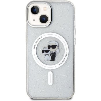 Pouzdro Karl Lagerfeld IML Glitter Karl and Choupette MagSafe iPhone 15 čiré