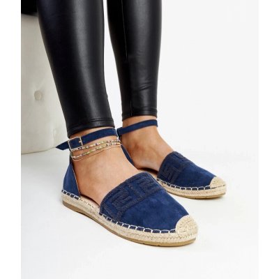 Gemre Navy espadrilles with decorative stitching Sonja modrá krémová – Zboží Dáma