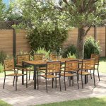 Omaxi 455635 Zahradní jídelní souprava 9 pcs Černá 190 x 90 x 75 cm – Hledejceny.cz