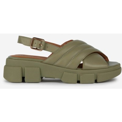 Zelené dámské kožené sandály na platformě Geox
