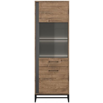 LUTON vitrína REG1D1W/20/7/P + LED grafit/dub ribbeck – Zboží Mobilmania