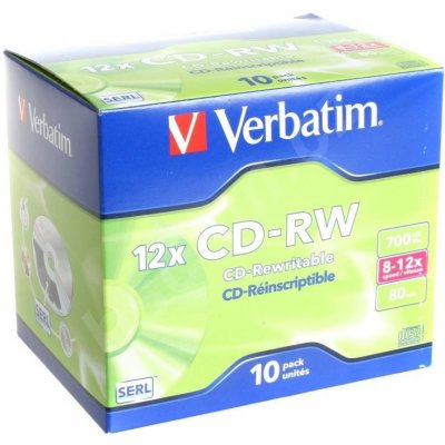 Verbatim CD-RW 700MB 8-12x, jewel, 10ks (43148) – Zbozi.Blesk.cz