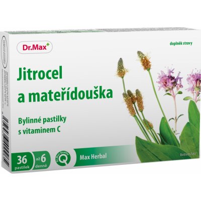 Dr.Max Herbal bylinné pastilky Jitrocel a mateřídouška 36 pastilek