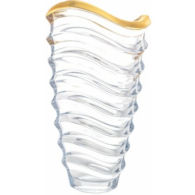BOHEMIA PRESTIGE KŘISTÁLOVÁ VÁZA BOHEMIA PRESTIGE WAVE MATT GOLD 340MM – Hledejceny.cz