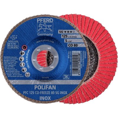PFERD TOOLS 67712580 PFC 125 CO-FREEZE 80 SG INOX vějířovitý brusný kotouč Průměr 125 mm Ø otvoru 22.23 mm Slitina na bázi niklu, Superslitiny na bázi niklu – Zboží Dáma
