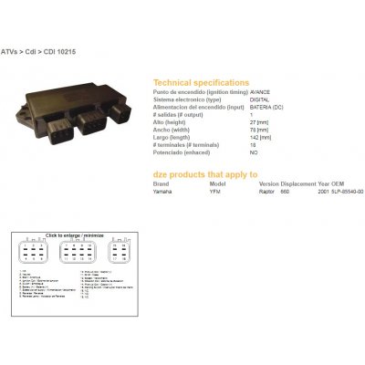 DZE jednotka zapalování CDI YAMAHA YFM 660 RAPTOR 01 (OEM-5LP-85540-00) – Hledejceny.cz