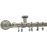 Kovovégarnýže Stropní garnýž Huglo modern 19 mm matný nikl Dvouřadá, 320 cm, Bez kroužků (na tunýlek) – Zboží Mobilmania