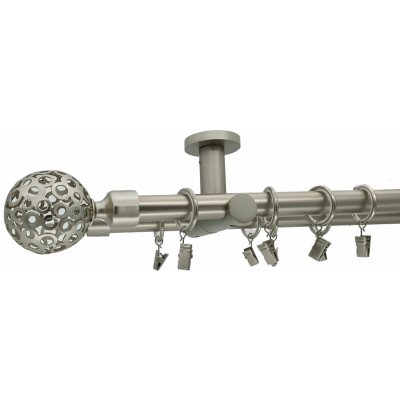 Kovovégarnýže Stropní garnýž Huglo modern 19 mm matný nikl Dvouřadá, 320 cm, Bez kroužků (na tunýlek) – Zboží Mobilmania