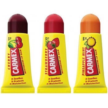 Carmexs Strawberry, Cherry, Pineapple balzám na rty 3 x 5 g dárková sada