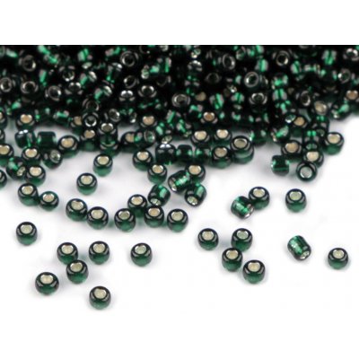 Rokajl 12/0 - 2 mm s průtahem - zelená tmavá (50 g) – Zboží Dáma