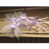 Svatební autodekorace Mašle svatební - bílý tyl / fialové a bílé stužky