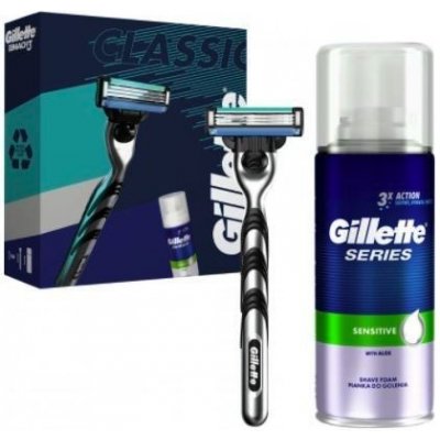Gillette Mach 3 holící strojek + pěna Series Sensitive 100 ml (dárková sada) – Hledejceny.cz